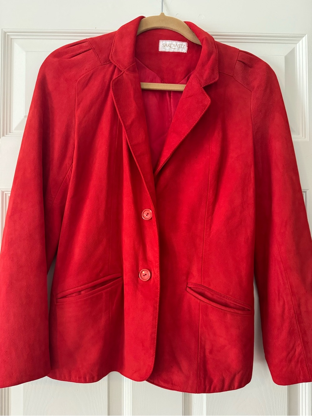 Sakowitz Vintage Red Suede Blazer